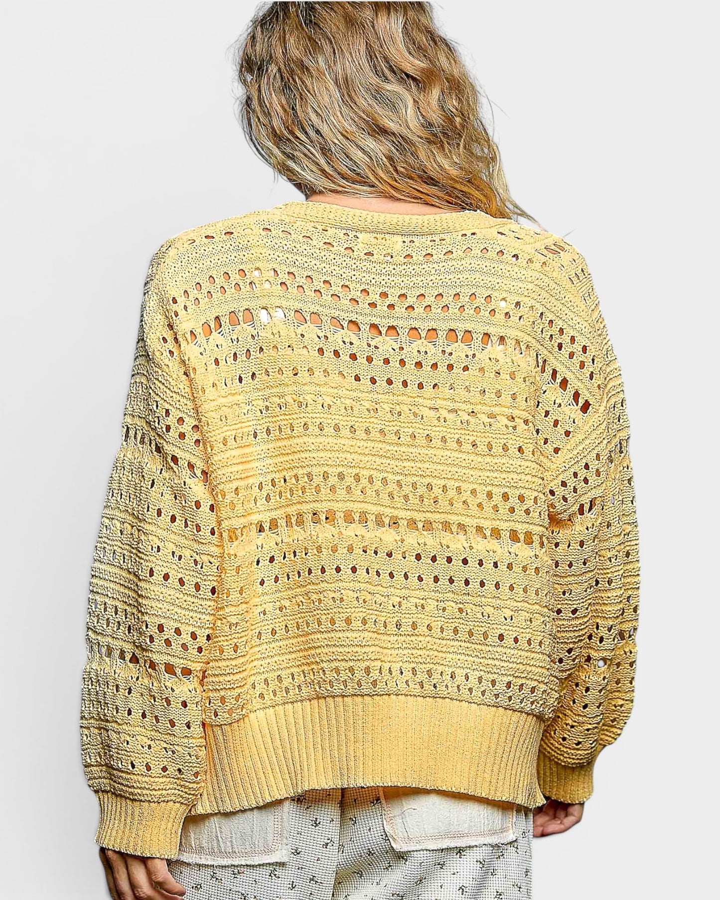Yellow Open Knit Cardigan