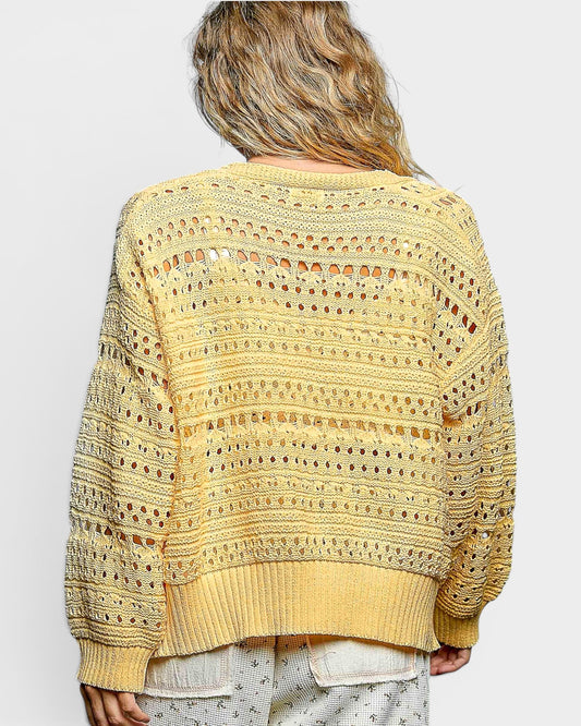 Yellow Open Knit Cardigan