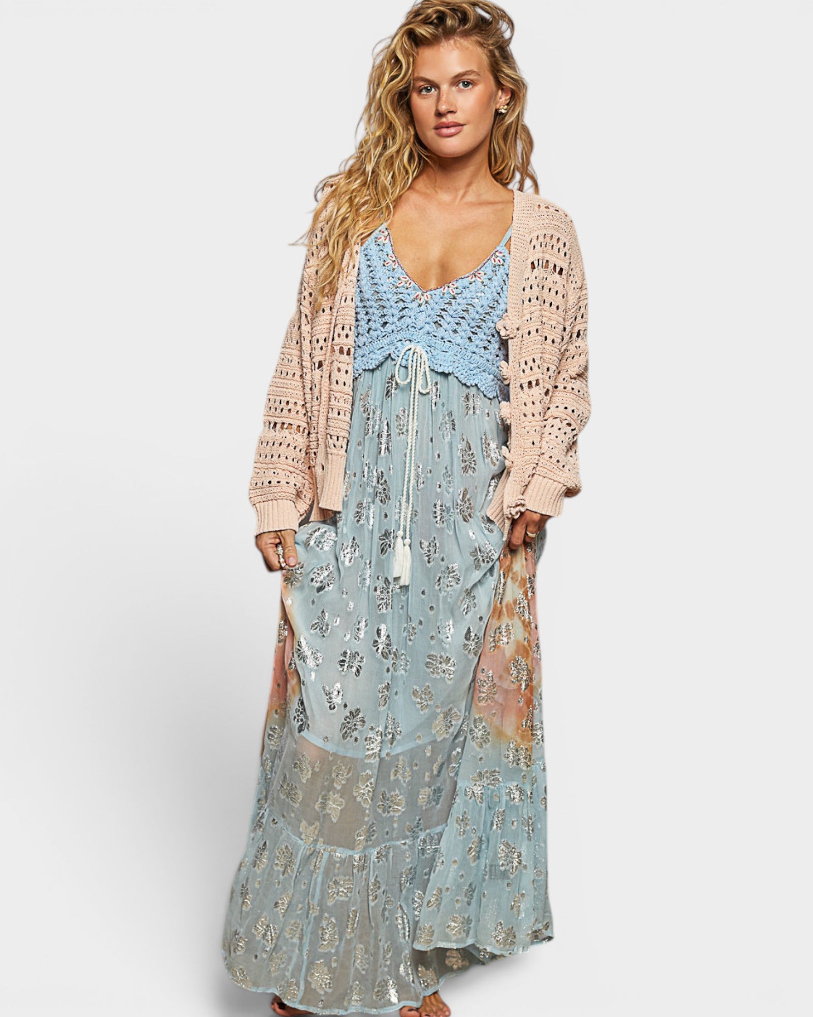 Blush Open Knit Cardigan