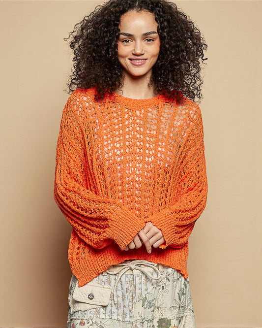 Pumpkin Crochet Hooded Sweater