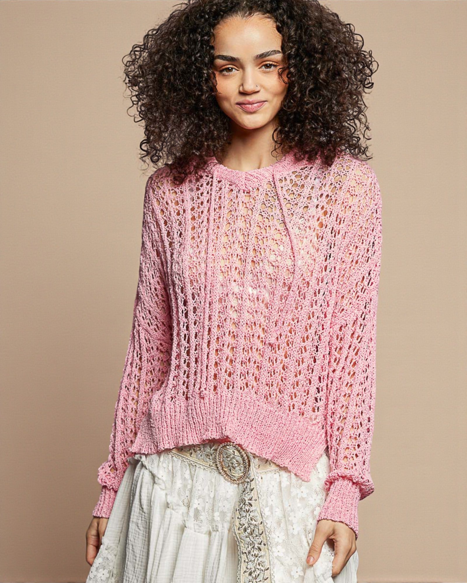 Rose Crochet Hooded Sweater