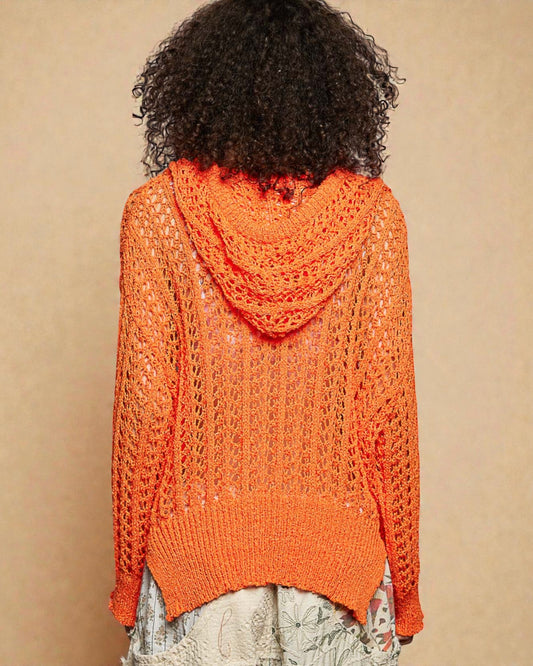 Pumpkin Crochet Hooded Sweater