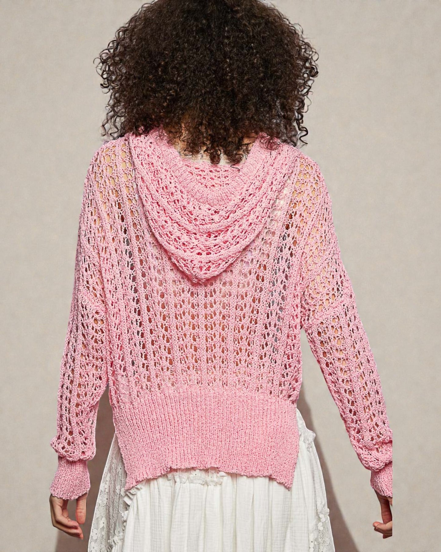 Rose Crochet Hooded Sweater