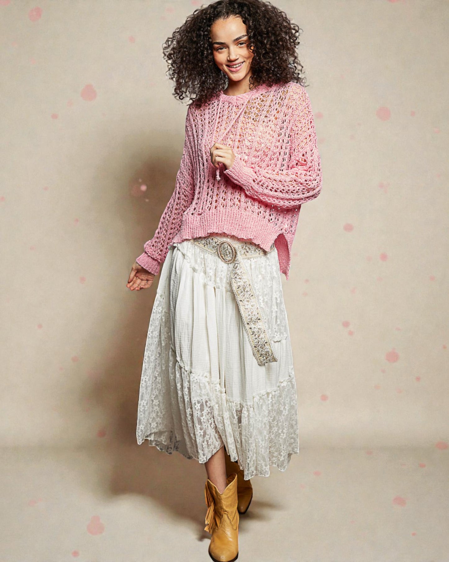 Rose Crochet Hooded Sweater