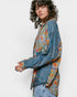 Blue Floral Stripe Button Front Shirt
