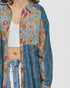 Blue Floral Stripe Button Front Shirt