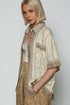 Sage Stripe Patchwork Button Down Top