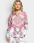 Ivory & Pink Floral Print Button-Front Blouse