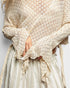 Cream Cotton Open Knit Bell Sleeve Top
