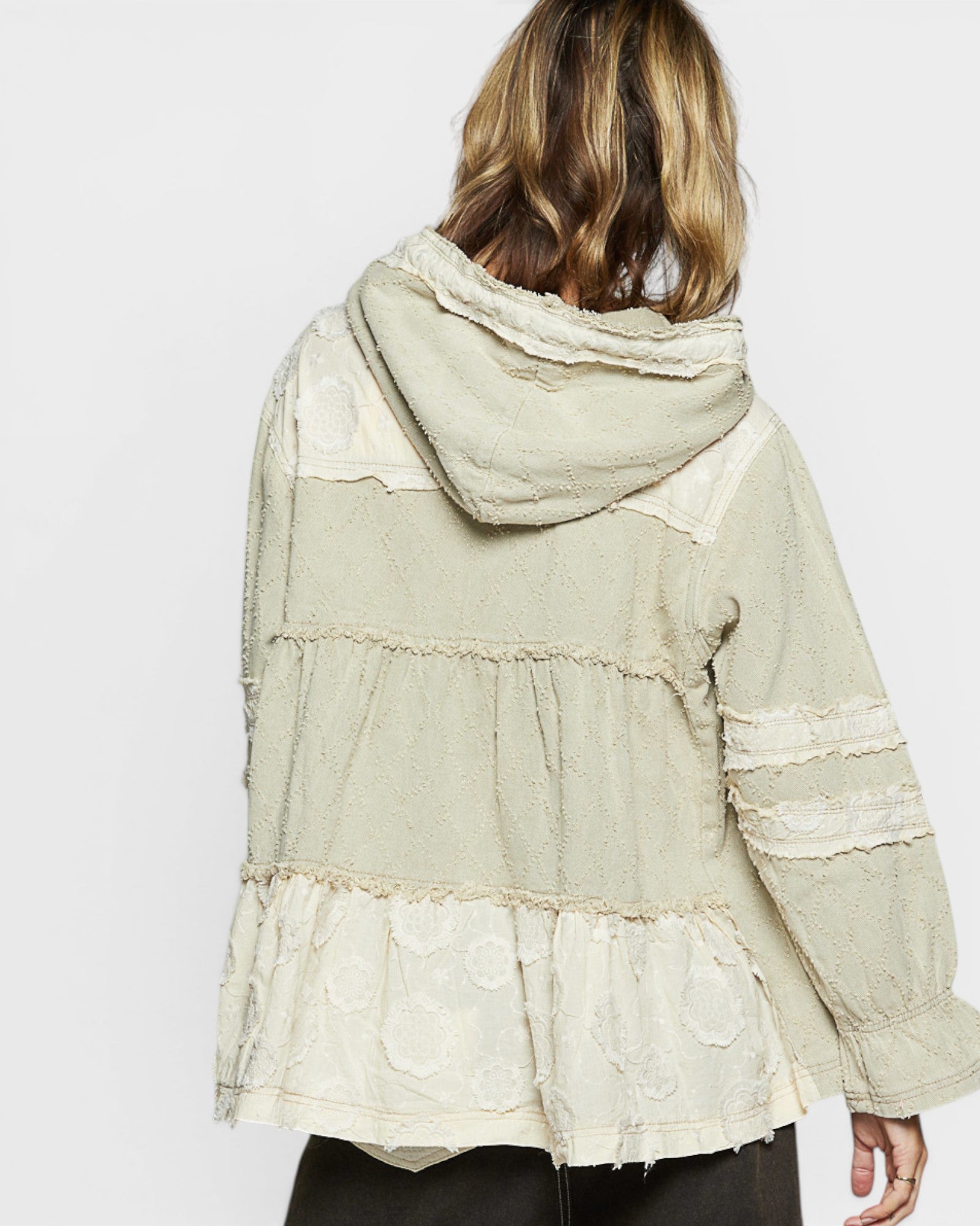 Sage Hooded Patchwork Jacket