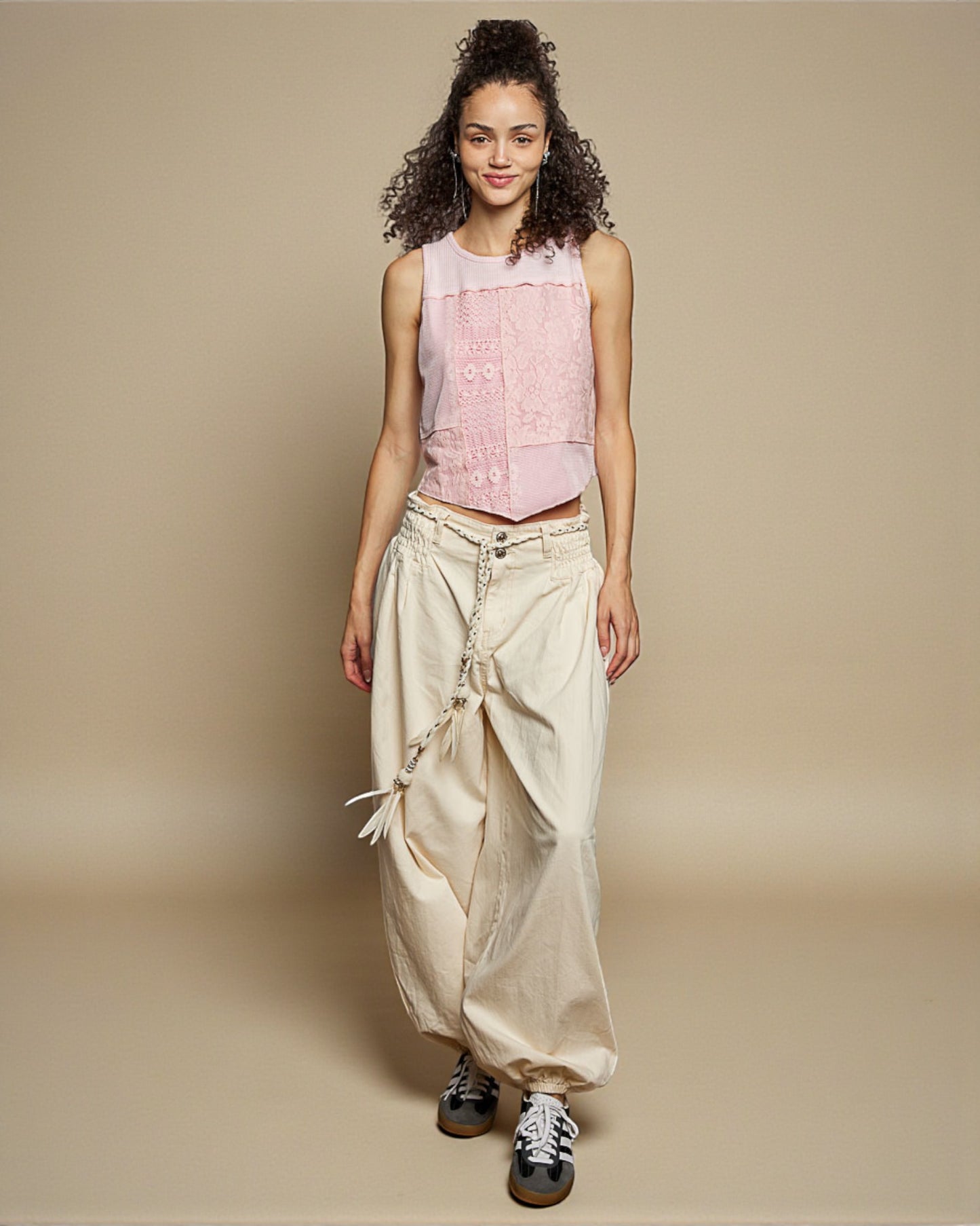 Blush Patchwork Lace Tank