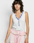 Ivory Floral Trim Waffle Knit Tank