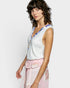 Ivory Floral Trim Waffle Knit Tank