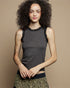 Charcoal Lace Trim Sleeveless Tank