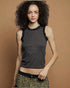 Charcoal Lace Trim Sleeveless Tank