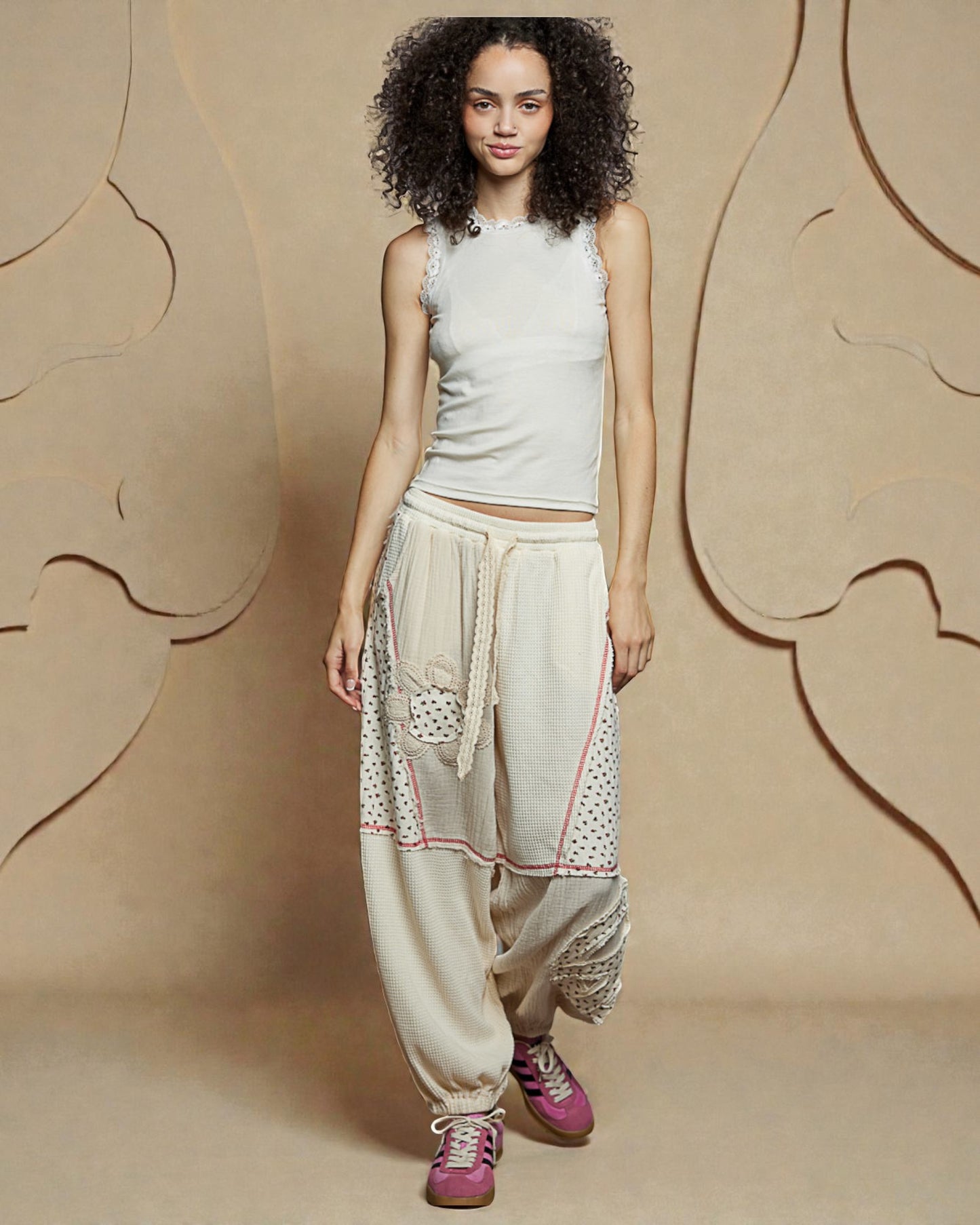 Soft Ivory Lace Trim Sleeveless Tank