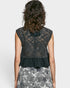 Black Lace Button-Front Peplum Top