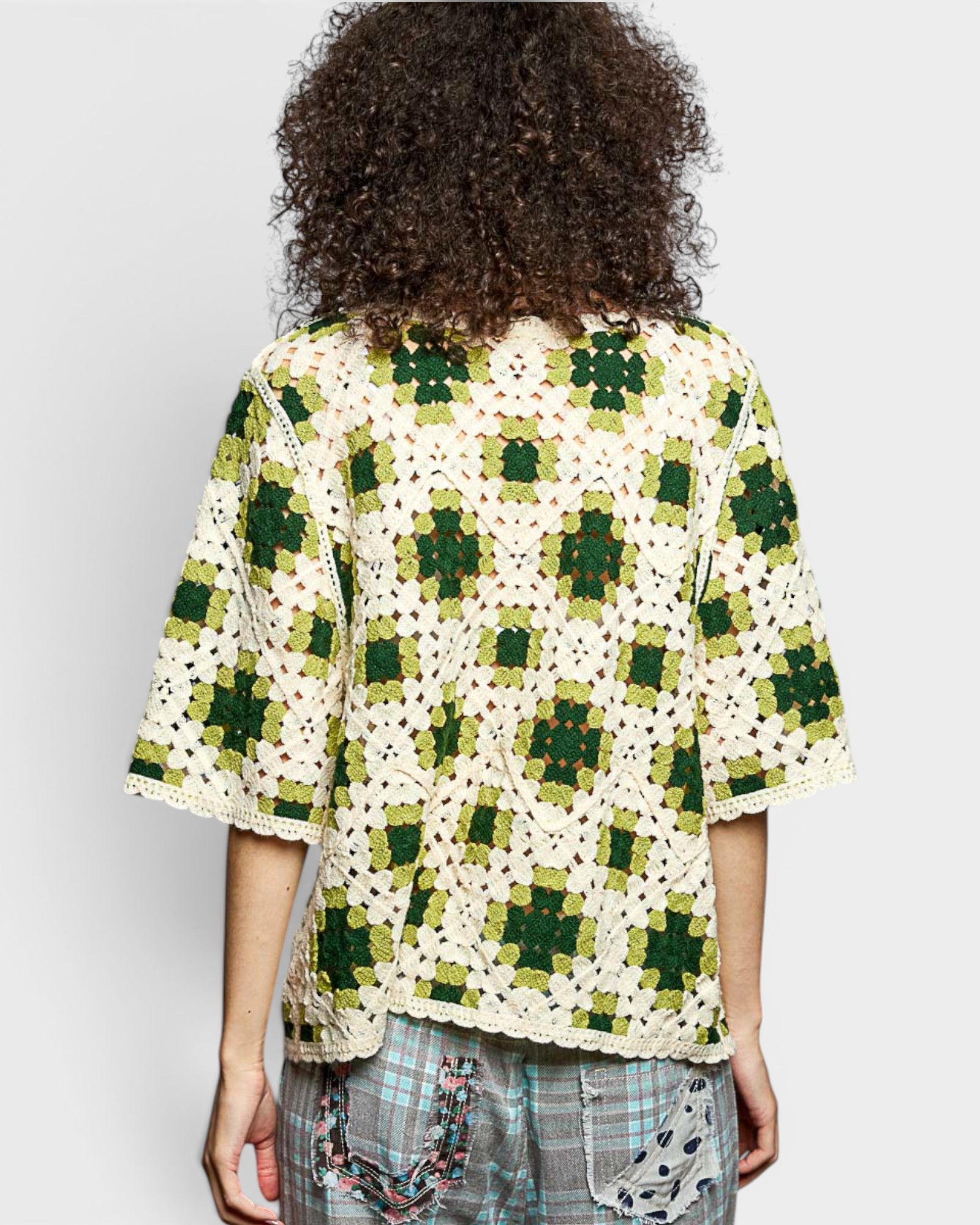 Olive Granny Square Crochet Top
