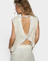 Ivory Lace Trim Open Back Top