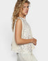 Ivory Lace Trim Open Back Top