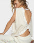 Ivory Lace Trim Open Back Top