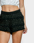 Black Floral Ruffle Lounge Shorts