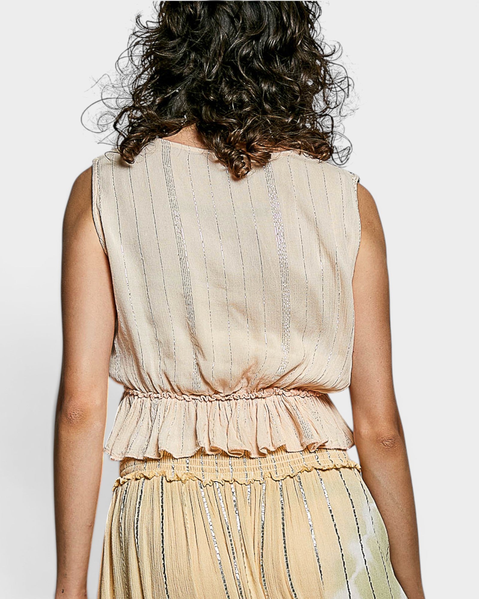 Coral Haze Tie Front Ruffle Crop Top