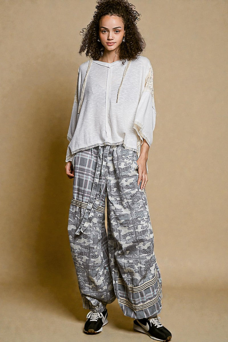 Soft Ivory Lace Trim Hooded Top