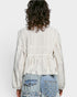 Ivory Mixed Texture Tie-Front Top