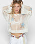 Ivory Star Open Knit Hooded Sweater