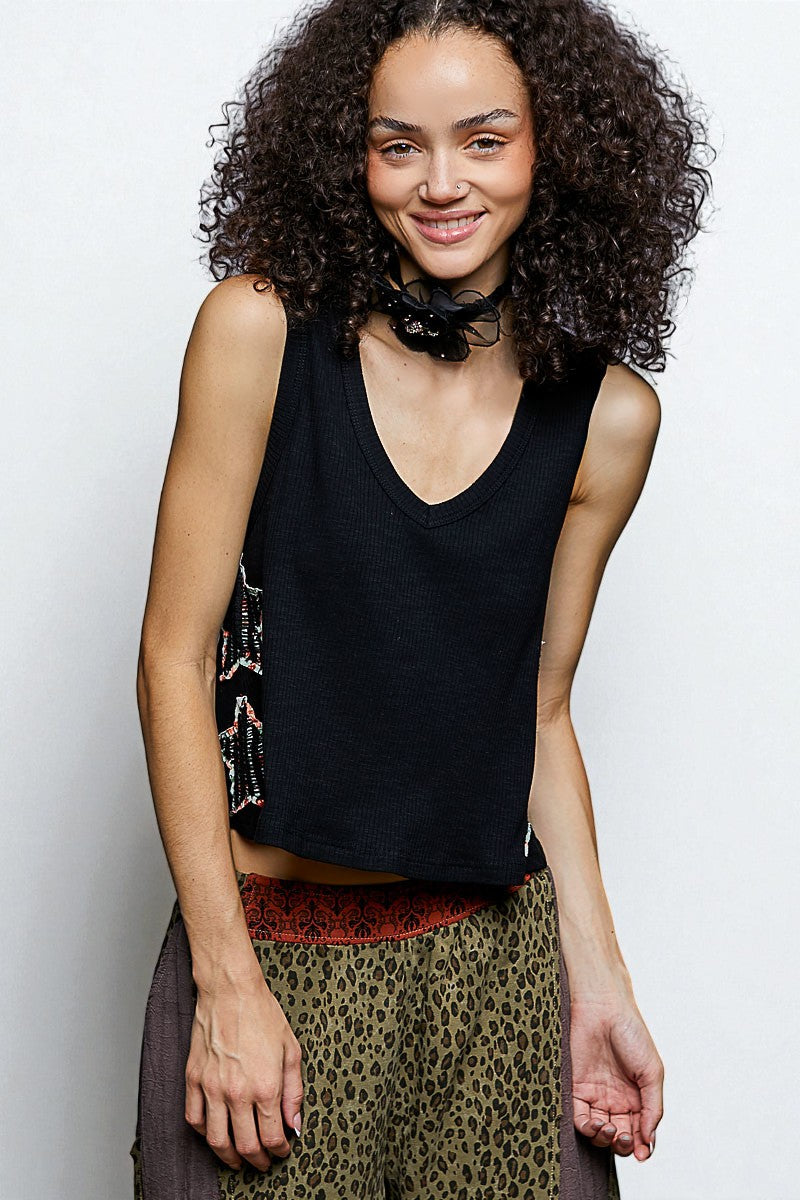 Black Star Patch Tank Top