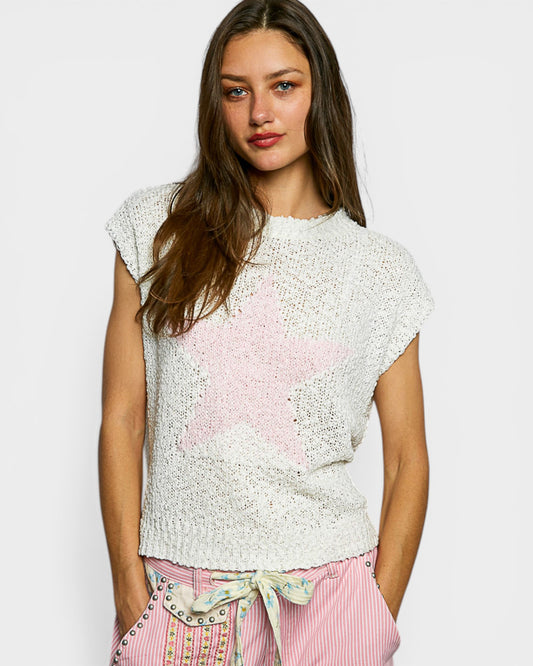 Ivory Star Knit Sweater Top