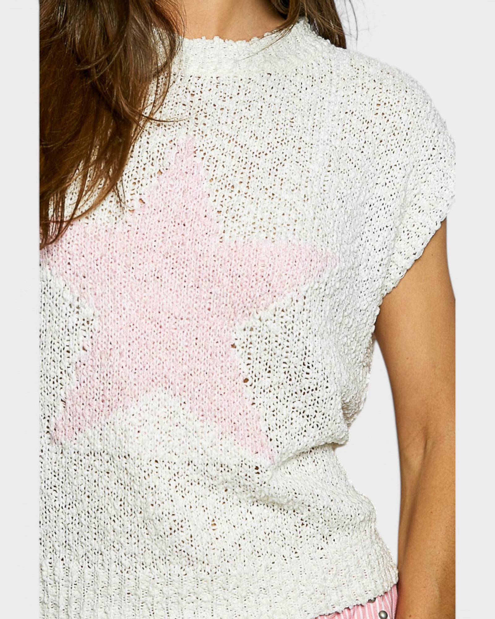 Ivory Star Knit Sweater Top