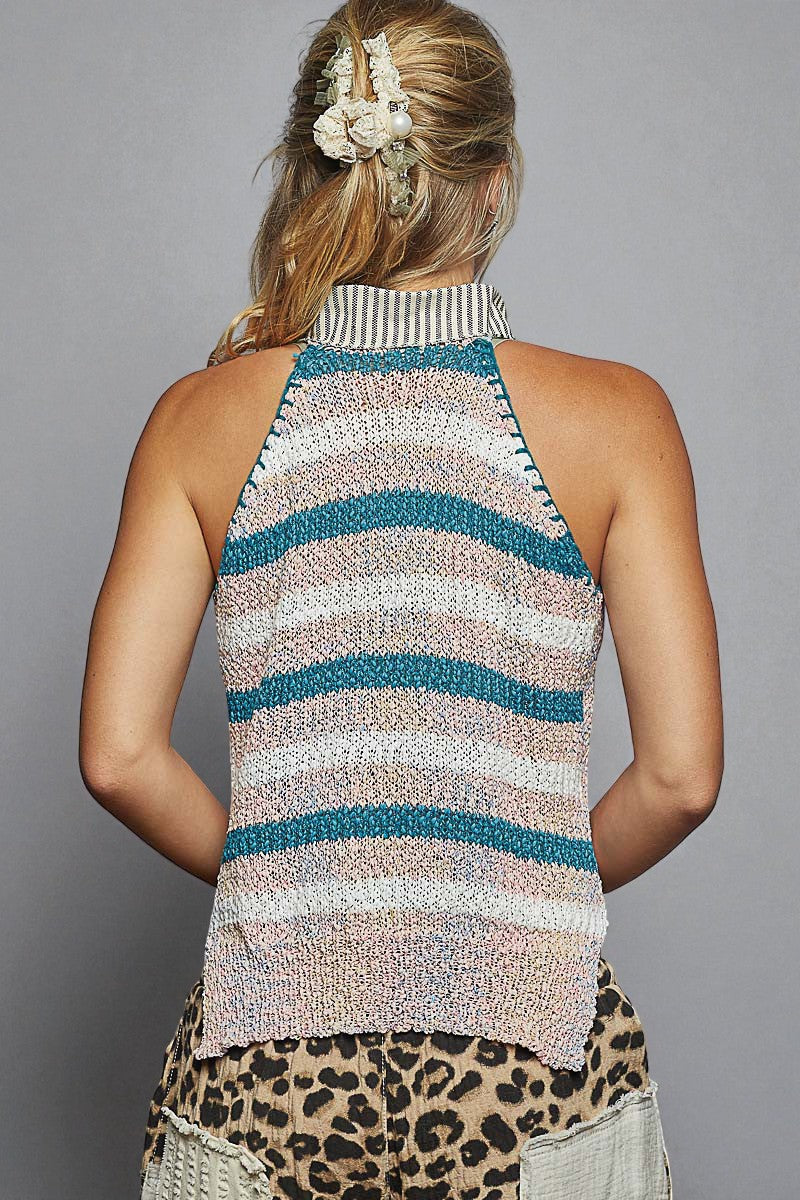 Blush Multi Knit Collared Tank