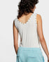 Cream Studded Henley Tank Top