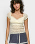 Cream Lace Cap Sleeve Top