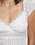Close-up of a white lace garment on a person