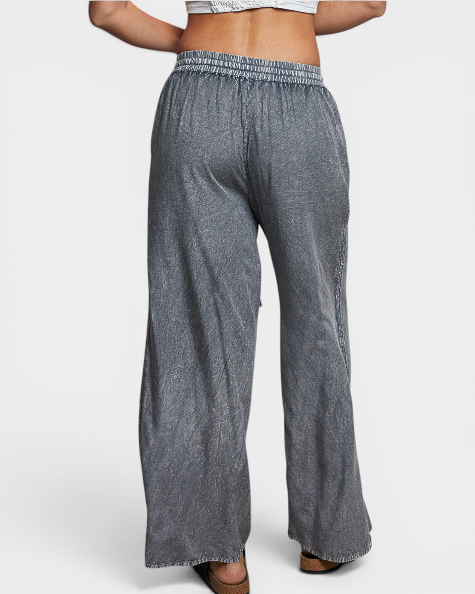 Charcoal Washed Wide Leg Pants