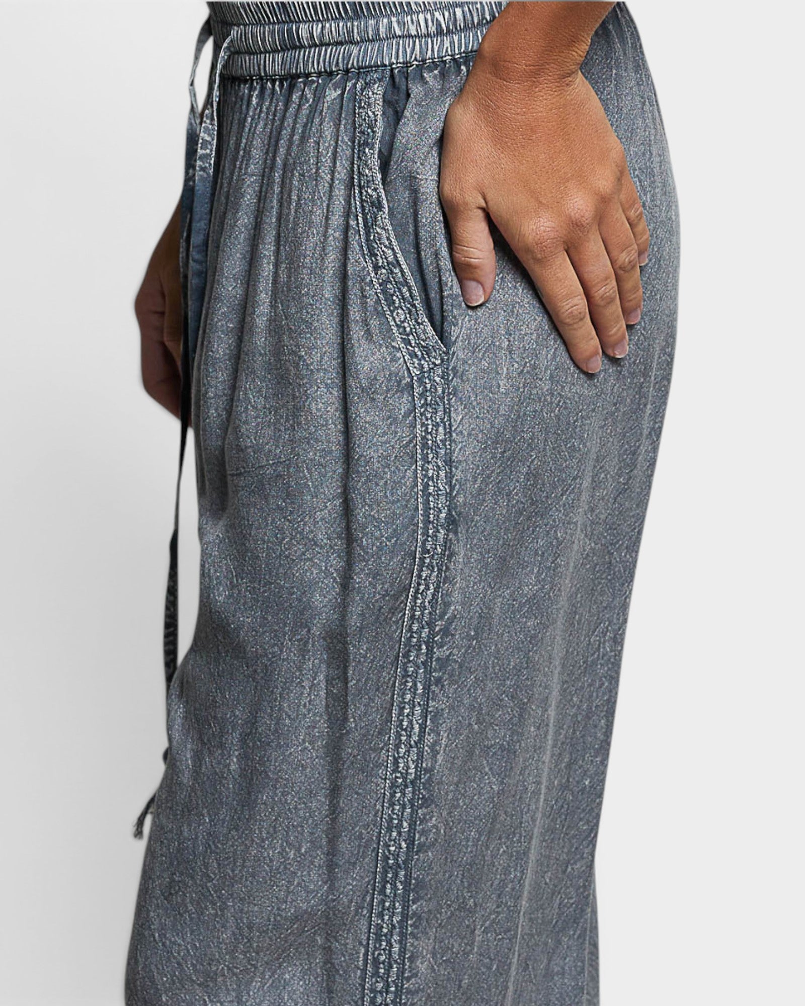 Charcoal Washed Wide Leg Pants