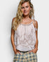 Rose Pink Embroidered Tie Strap Tank
