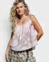 Rose Pink Embroidered Tie Strap Tank