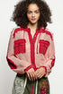 Crimson & Blush Frayed Mesh Hoodie