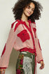 Crimson & Blush Frayed Mesh Hoodie