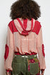 Crimson & Blush Frayed Mesh Hoodie