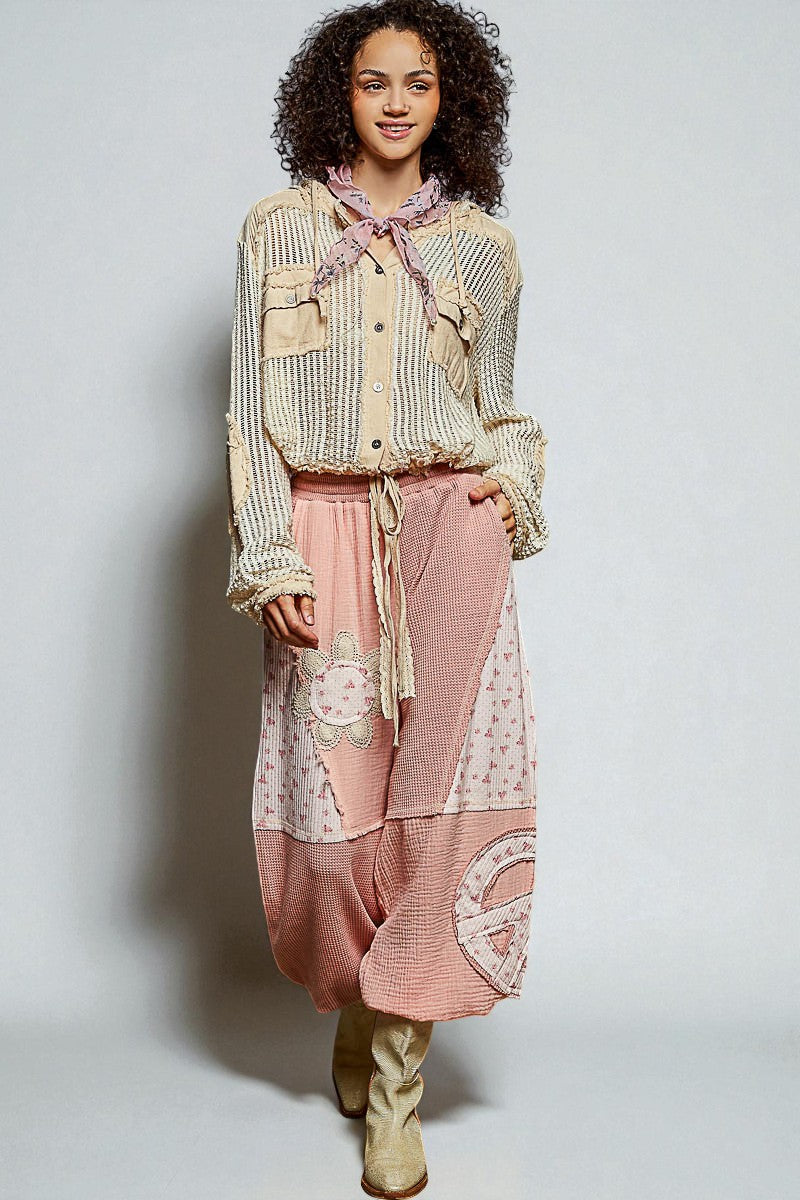 Oat Cream Frayed Mesh Hoodie