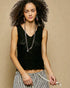 Black Smocked V-Neck Sleeveless Top