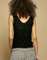 Black Smocked V-Neck Sleeveless Top