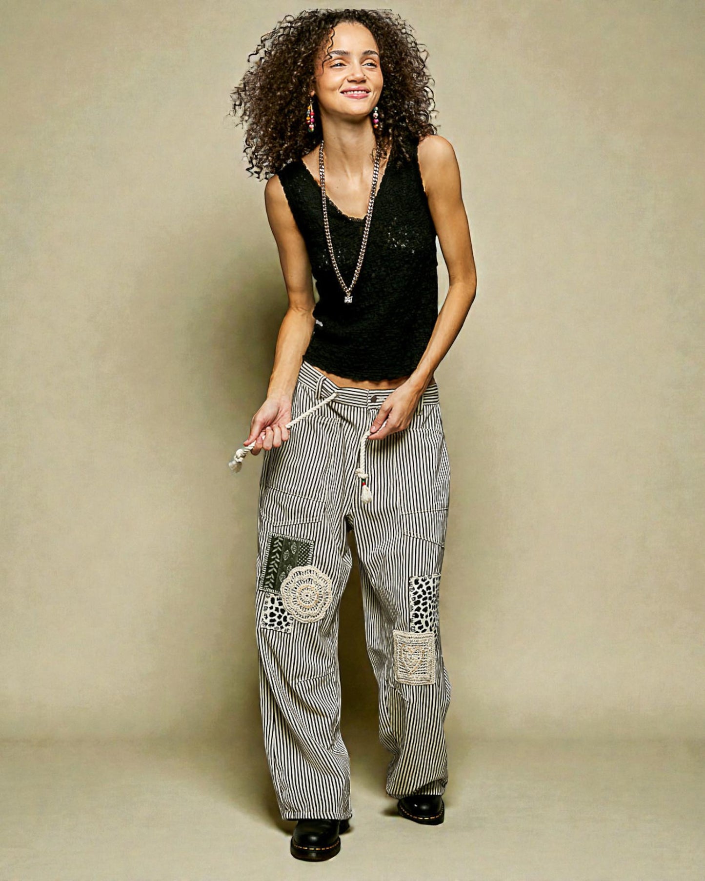 Black Smocked V-Neck Sleeveless Top