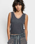 Charcoal Ribbed Contrast Trim Tank Top