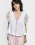 Ivory Floral Ruffle Sleeve Blouse